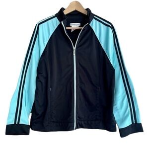 𝅺Coldwater Creek colorblock zip front performance wear track jacket large